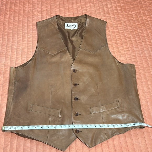 SCULLY Full LEATHER VEST Brown men’s size 44/Large - Picture 11 of 15